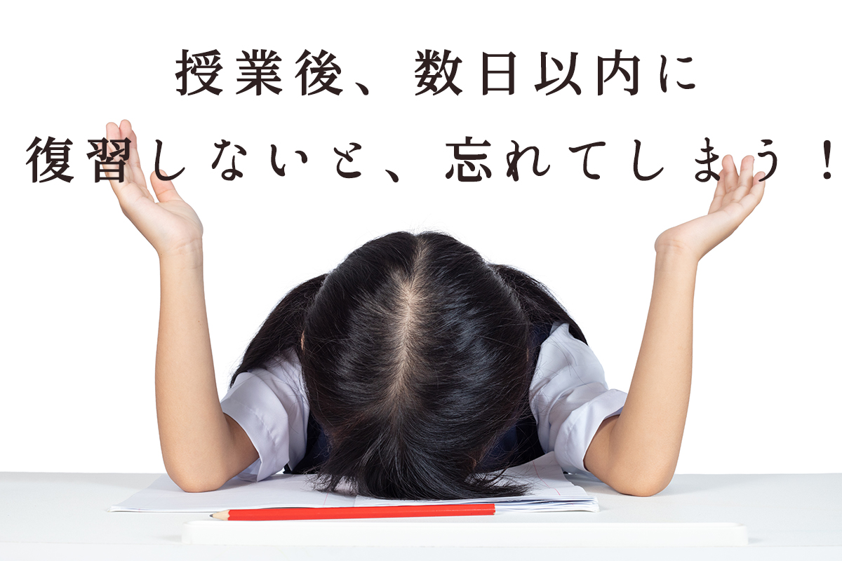 授業後、数日以内に復習しないと、忘れてしまう!