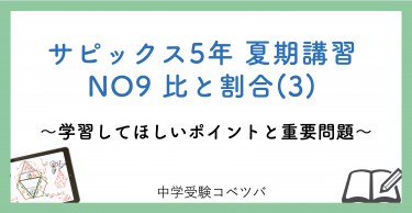 【5年生:夏期講習NO9比と割合(3) 解説動画付】今回の学びの話をしよう