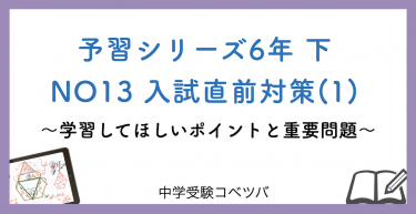 予習シリーズ6年生(改訂前：2022年度以前) 算数：下第13回 入試直前対策(1)のおはなし